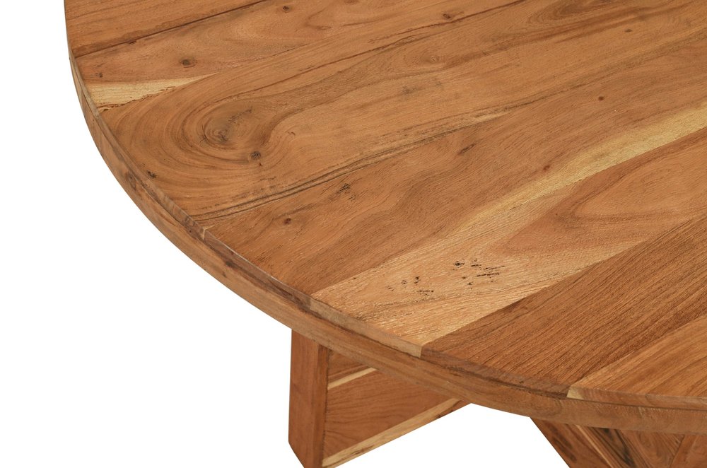 Natural Rounded Solid Wood Pedestal Base Dining Table - 60-inch