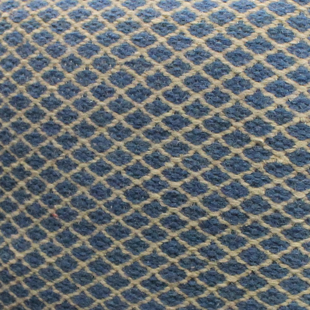 Blue and Beige Wool Cube Trellis Pouf Ottoman - 18-inch