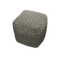 Black and Ivory Wool Cube Geometric Pouf Ottoman - 18-inch