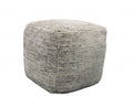 Gray Wool Cube Pouf Ottoman - 18-inch