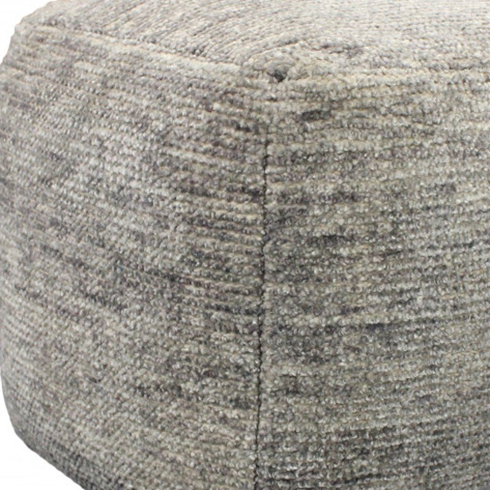 Gray Wool Cube Pouf Ottoman - 18-inch