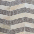 Gray and Beige Hair On Hide Cube Chevron Pouf Ottoman - 18-inch