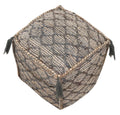 Natural Gray and Taupe Jute Cube Trellis Pouf Ottoman - 18-inch