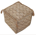 Brown Jute Cube Trellis Pouf Ottoman - 18-inch