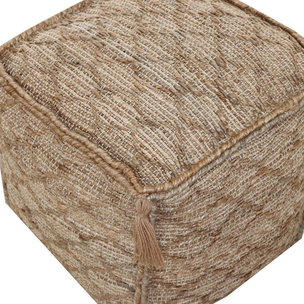 Brown Jute Cube Trellis Pouf Ottoman - 18-inch