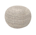 Gray Wool Round Ribbed Pouf Ottoman - 20-inch