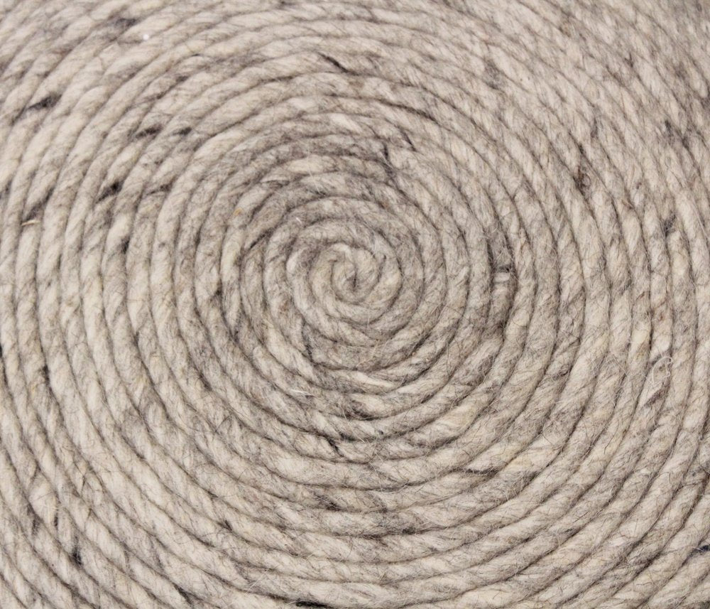 Gray Wool Round Ribbed Pouf Ottoman - 20-inch