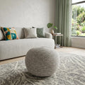 Gray Wool Round Ribbed Pouf Ottoman - 20-inch