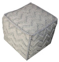 Gray Wool Cotton Blend Cube Chevron Pouf Ottoman - 18-inch
