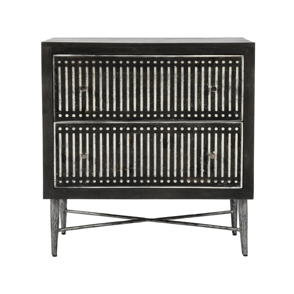 Dark Brown Solid Wood Two Drawer Nightstand - 28-inch