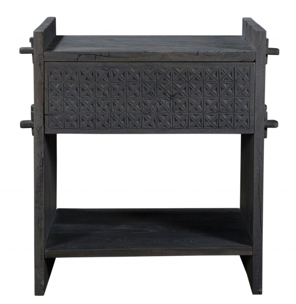 Dark Gray One Drawer Nightstand - 26-inch