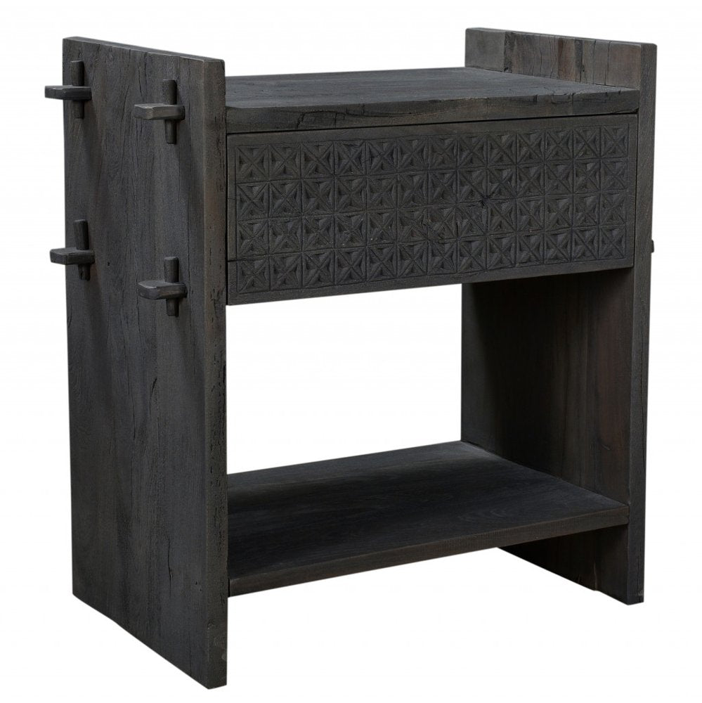 Dark Gray One Drawer Nightstand - 26-inch