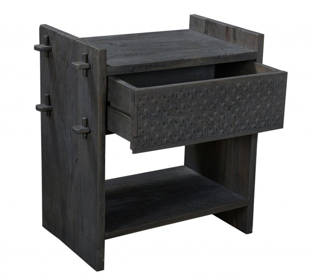 Dark Gray One Drawer Nightstand - 26-inch