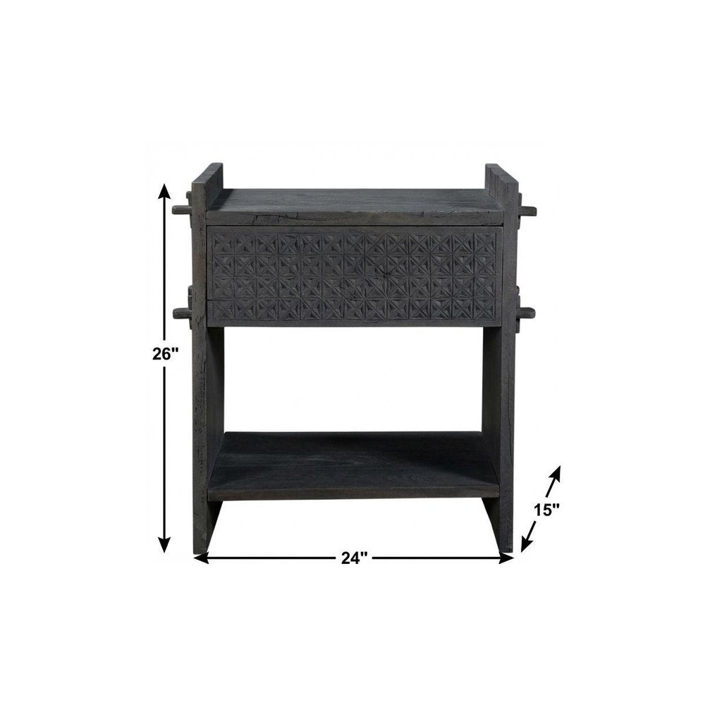 Dark Gray One Drawer Nightstand - 26-inch