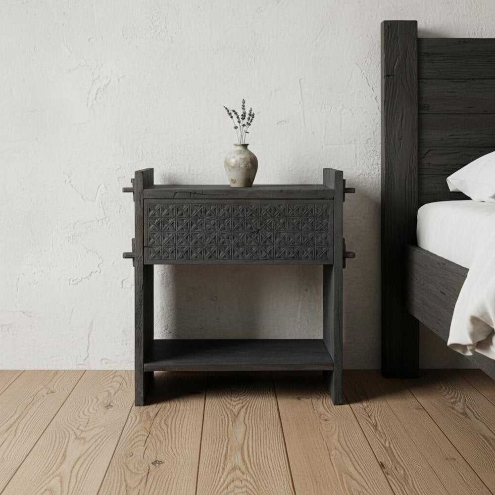 Dark Gray One Drawer Nightstand - 26-inch