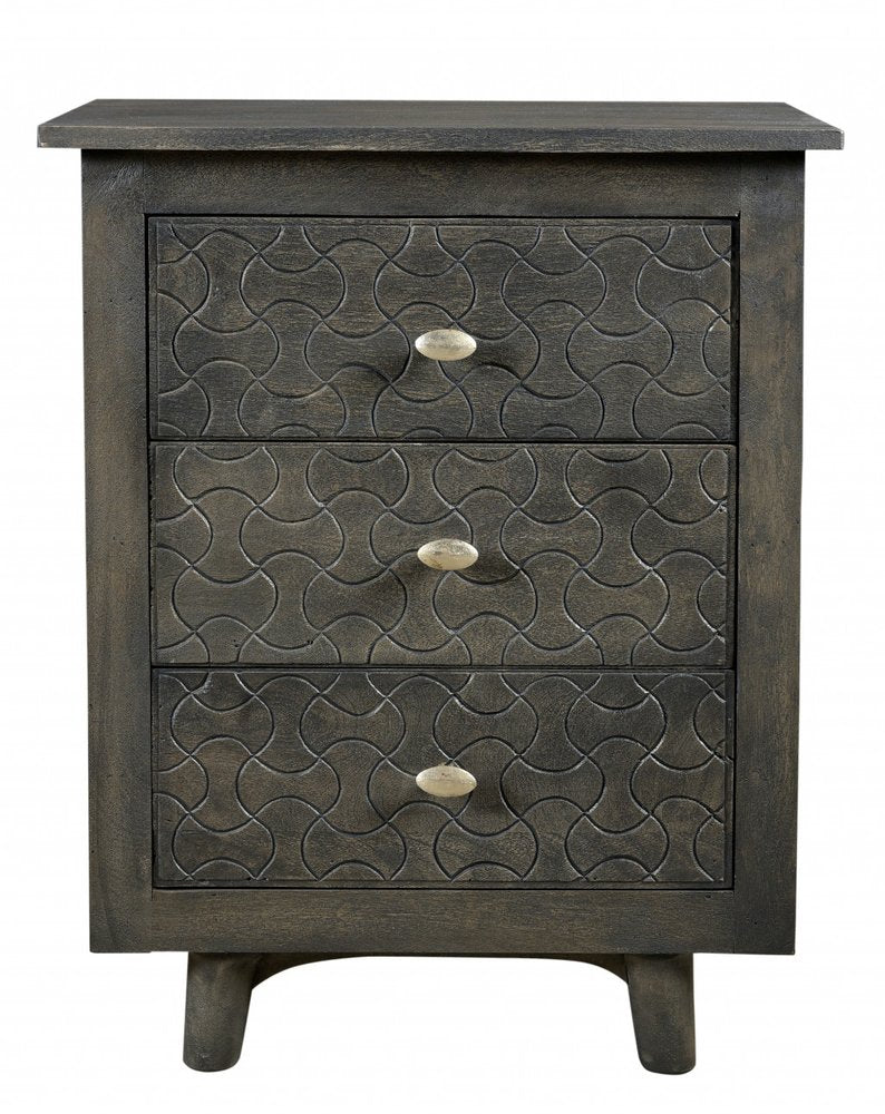Gray Three Drawer Nightstand - 30-inch