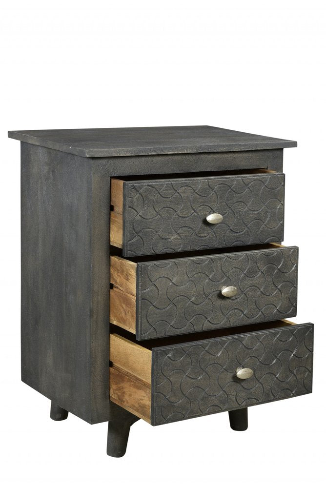 Gray Three Drawer Nightstand - 30-inch