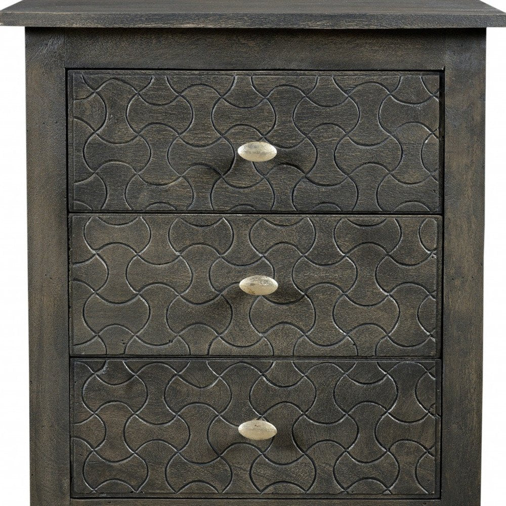 Gray Three Drawer Nightstand - 30-inch