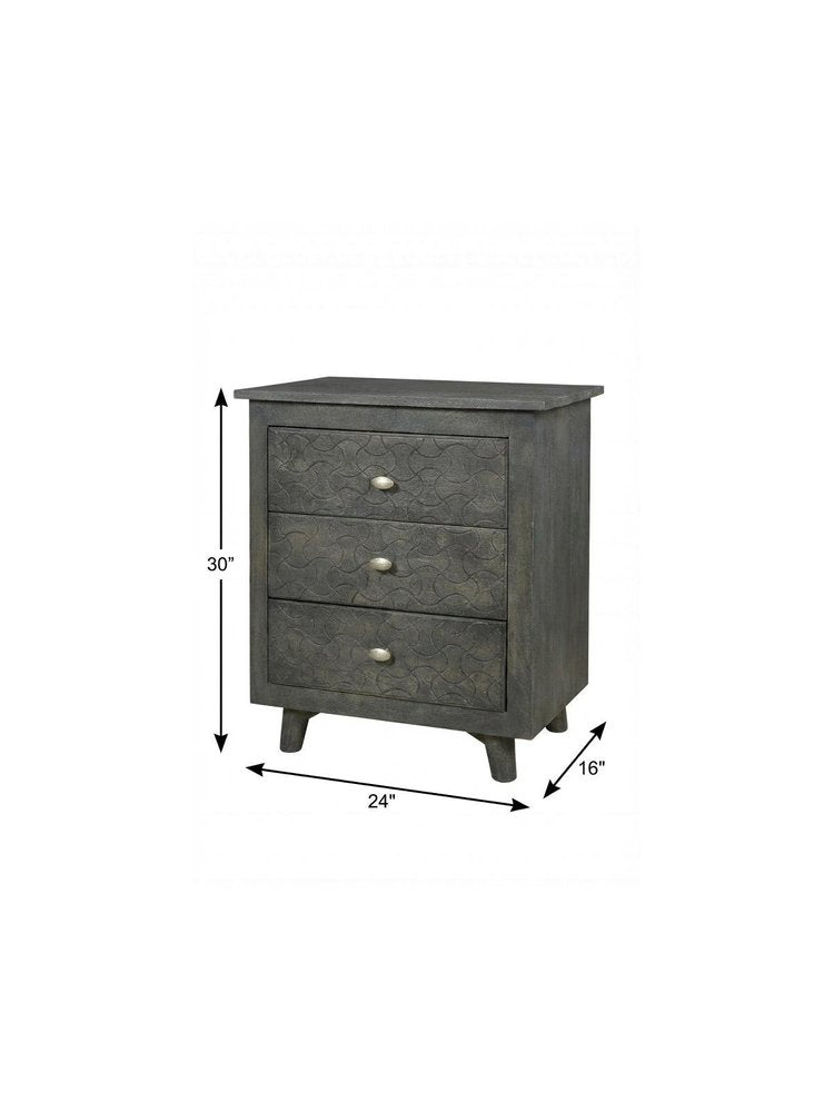 Gray Three Drawer Nightstand - 30-inch