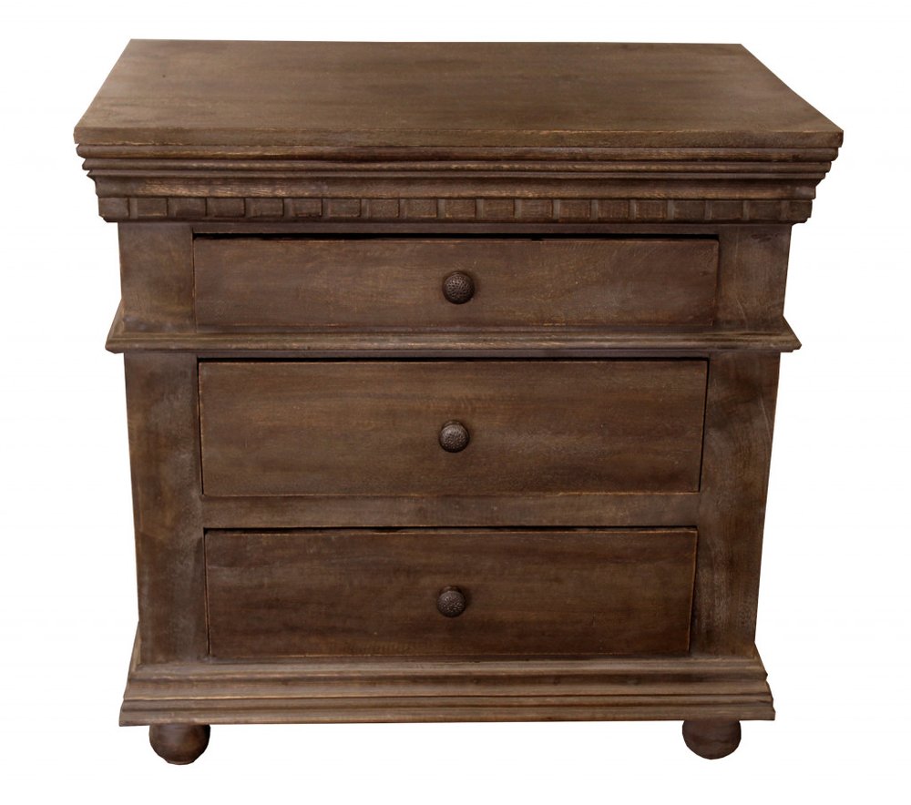 Solid Wood Three Drawer Nightstand - 30-inch
