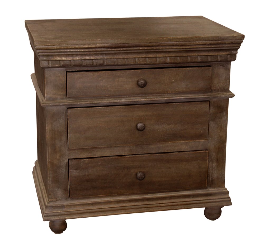 Solid Wood Three Drawer Nightstand - 30-inch