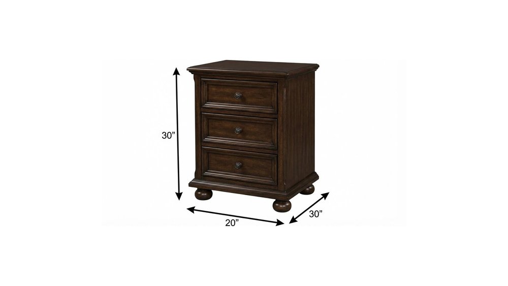 Solid Wood Three Drawer Nightstand - 30-inch