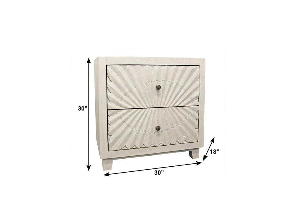 Ivory Two Drawer Nightstand - 30-inch