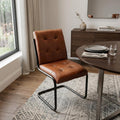 Tufted Cinnamon and Black Upholstered Leather Dining Side Chair
