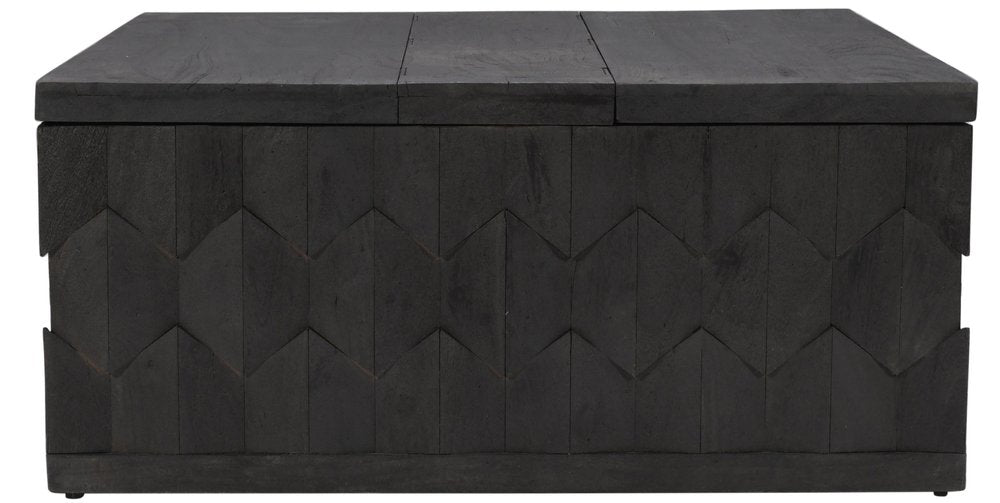 Dark Gray Solid Wood Square Distressed Solid Trunk Coffee Table