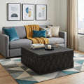 Dark Gray Solid Wood Square Distressed Solid Trunk Coffee Table