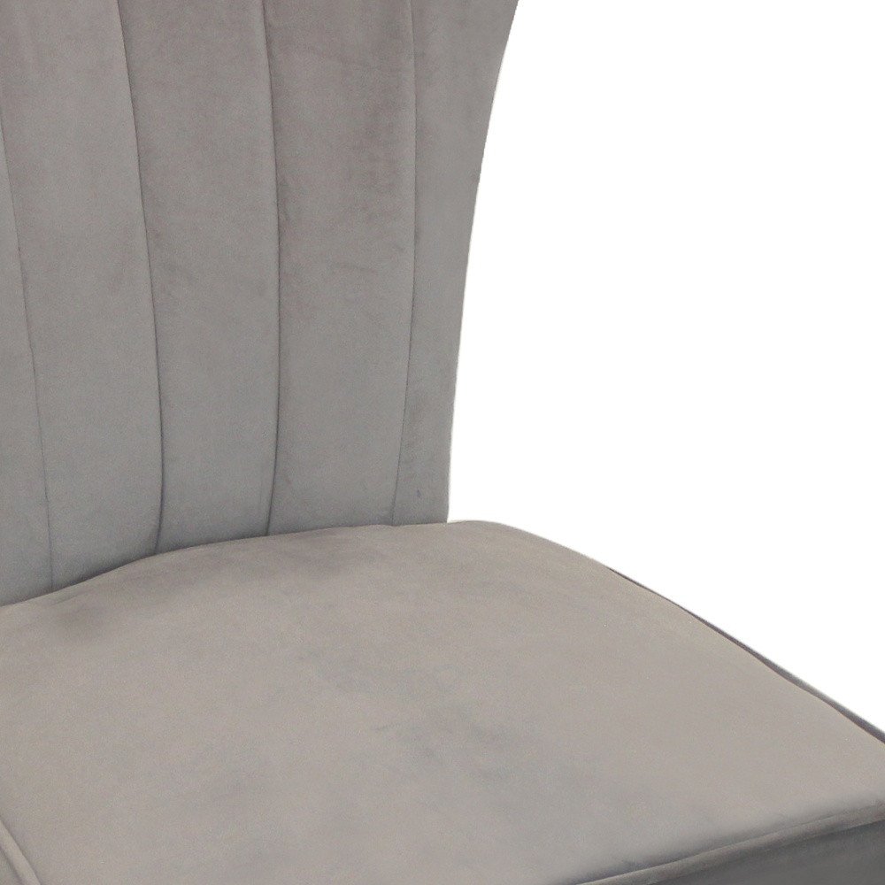 Set of Two Gray and Brown Upholstered Velvet Dining Parsons Chairs