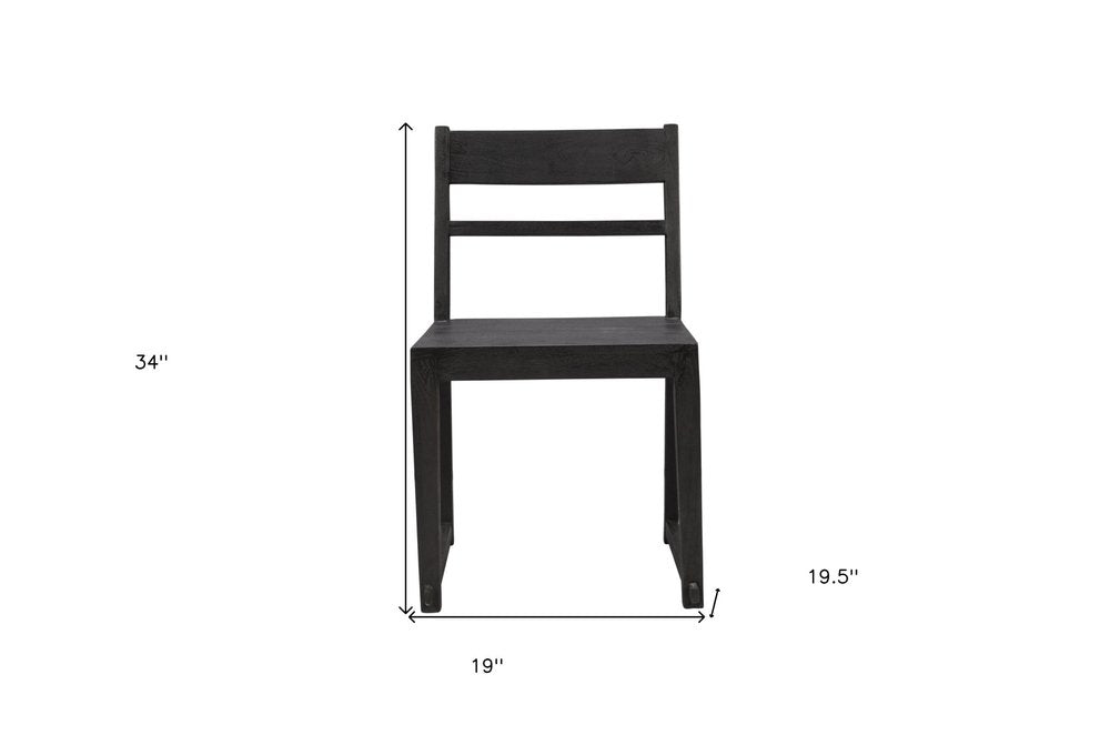 Set of Two Dark Gray Ladder Back Dining Side Chairs