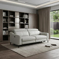 Gray Leather Reclining Sofa with Black Legs - 74-inch
