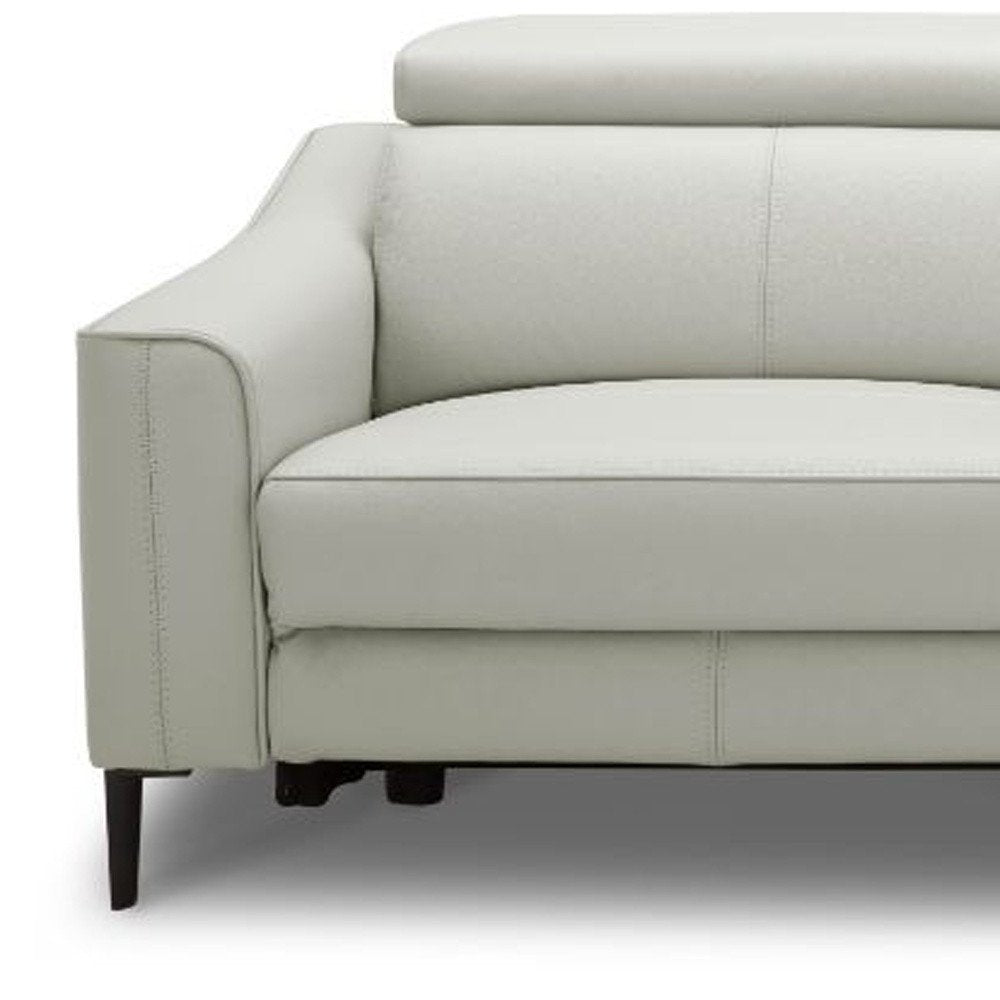 Gray Leather Reclining Sofa with Black Legs - 74-inch