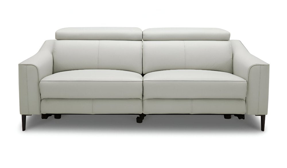 Gray Leather Reclining Sofa with Black Legs - 74-inch