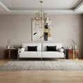 White Sofa and Toss Pillows with Silver Legs - 89-inch