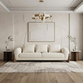 Cream Fabric Sofa with Wood Brown Legs - 100-inch