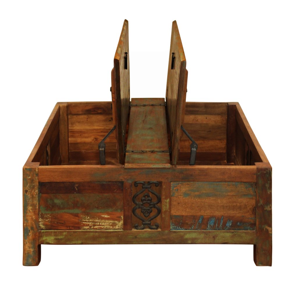 Brown Solid Wood Square Lift Top Solid Trunk Coffee Table - 40-inch