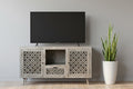 Gray Solid Wood Cabinet Enclosed Storage Worn TV Stand - 55-inch