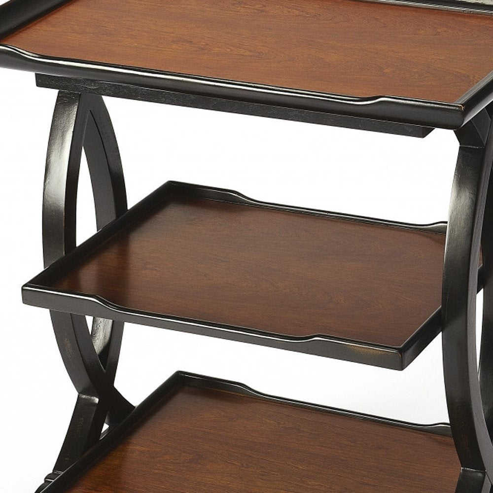 Cherry Manufactured Wood Rectangular End Table with Two Shelves