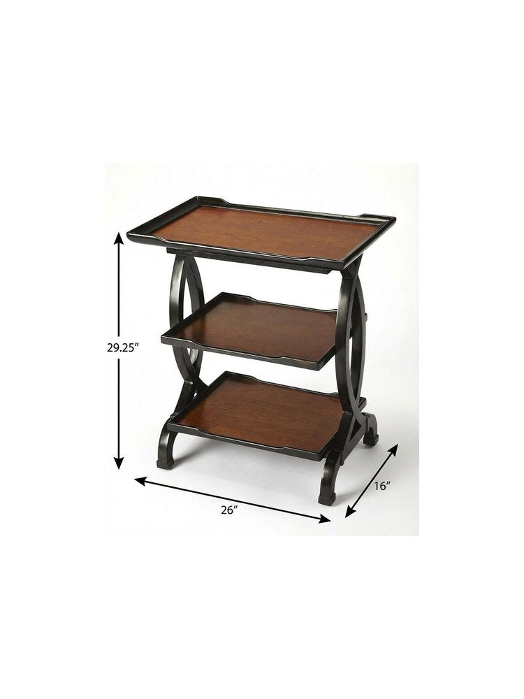 Cherry Manufactured Wood Rectangular End Table with Two Shelves