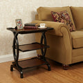 Cherry Manufactured Wood Rectangular End Table with Two Shelves