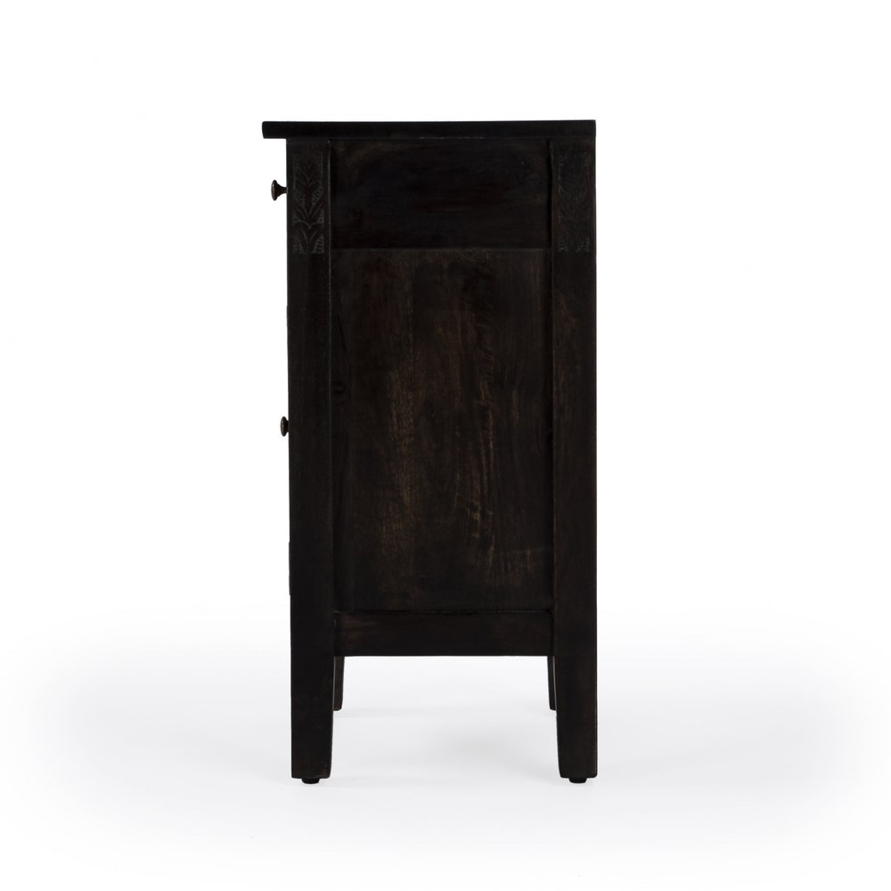 Natural Brown Solid Wood End Table with Door and Drawer - 24-inch
