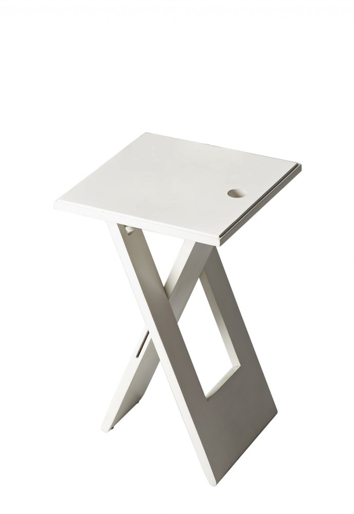 White Solid Wood Square Folding End Table - 18-inch