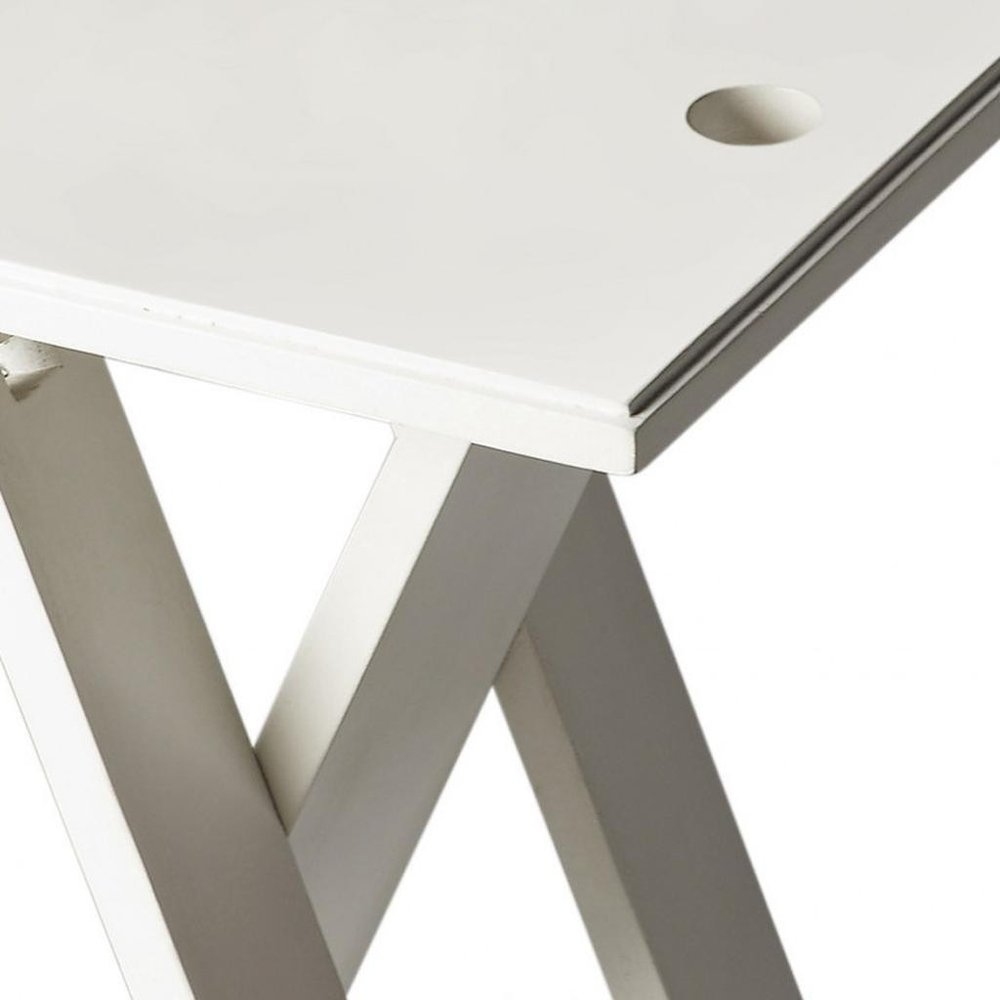 White Solid Wood Square Folding End Table - 18-inch