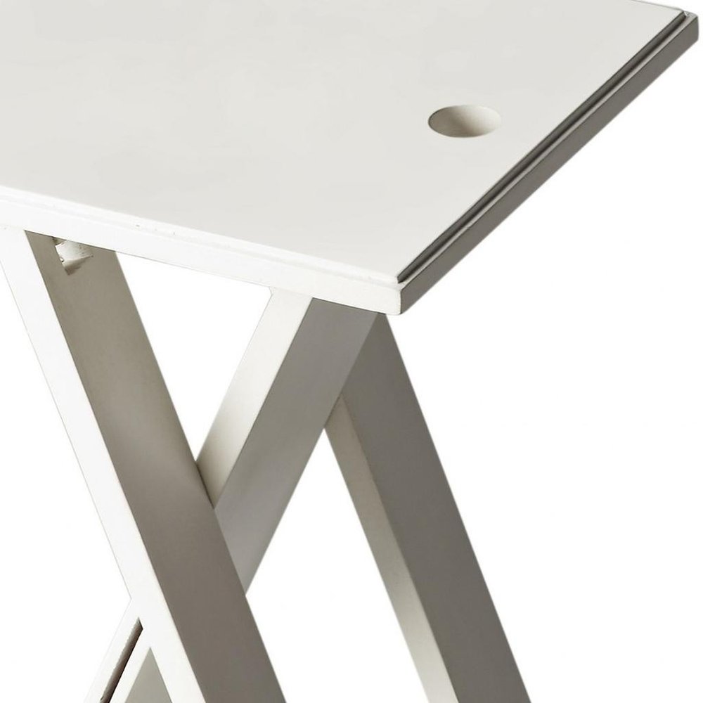 White Solid Wood Square Folding End Table - 18-inch