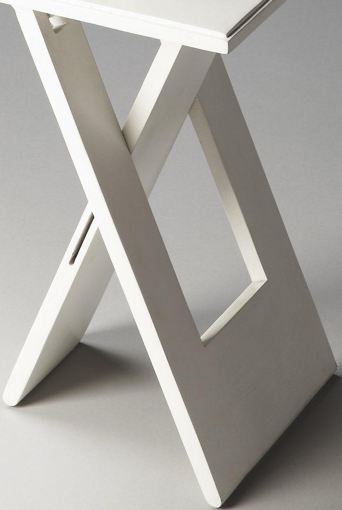 White Solid Wood Square Folding End Table - 18-inch