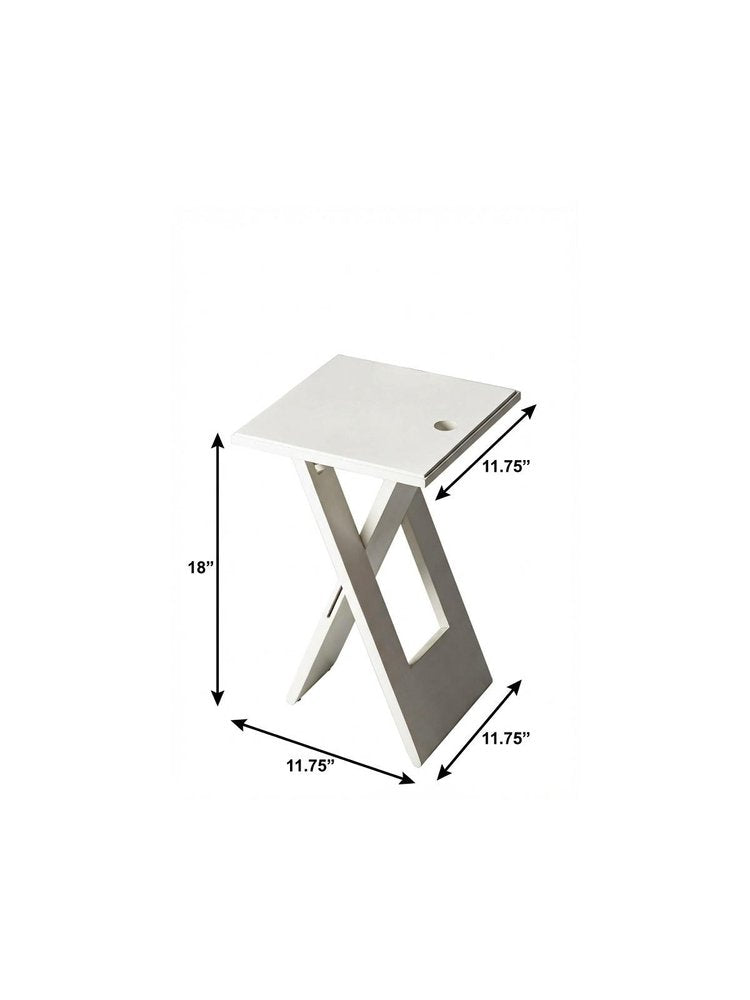 White Solid Wood Square Folding End Table - 18-inch