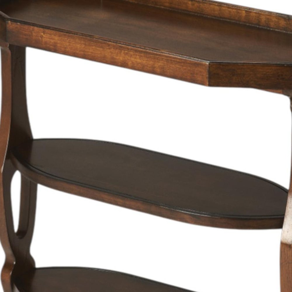 Dark Brown End Table with Two Shelves - 28-inch