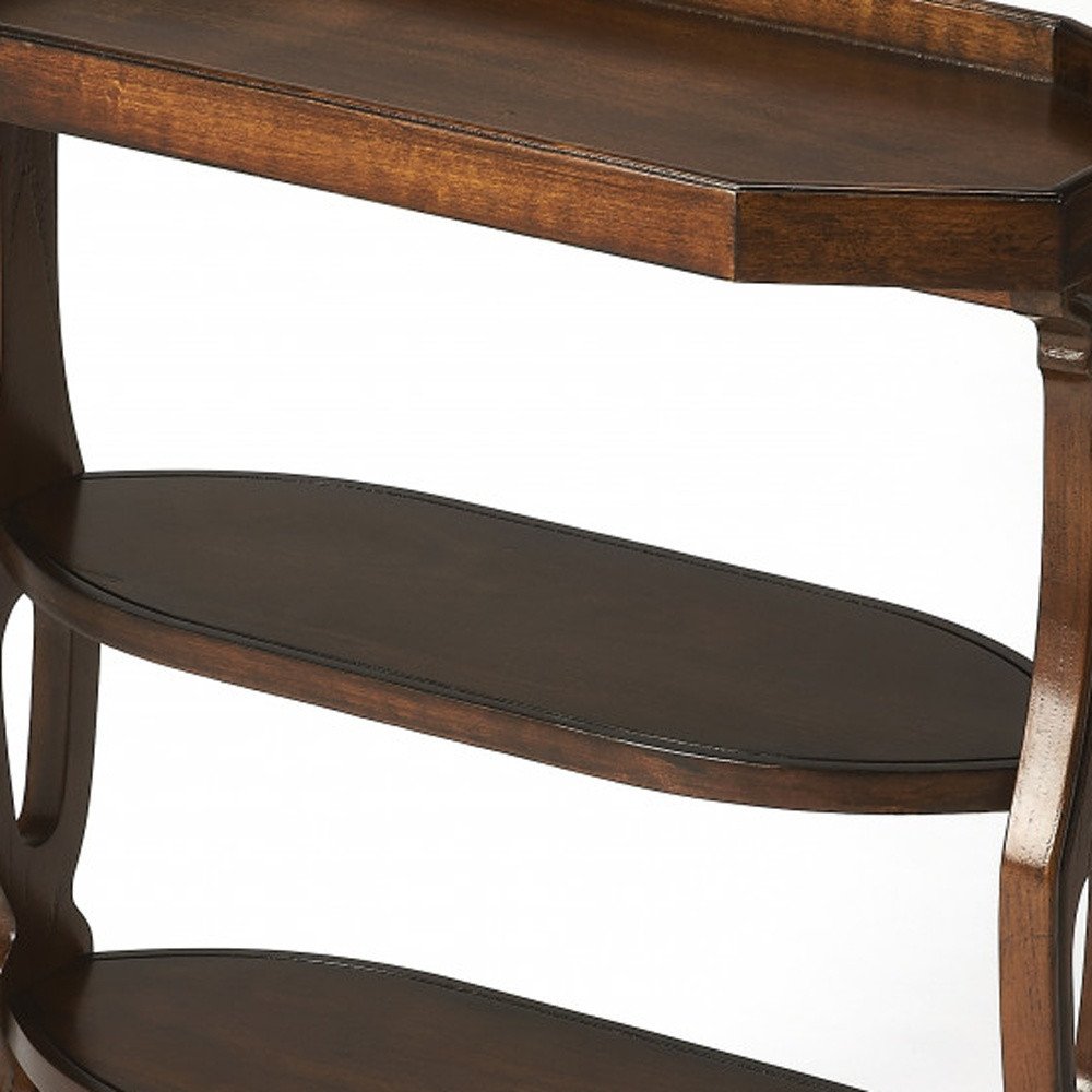 Dark Brown End Table with Two Shelves - 28-inch